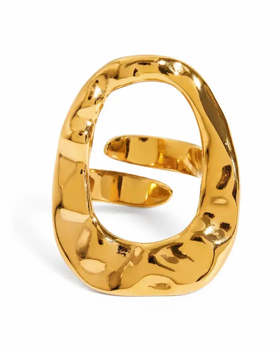 Molten Oval Gold Statement Ring