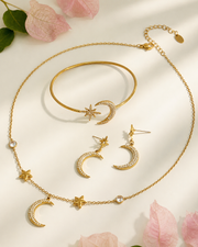 Side view of Moon & Star Jewelry Set by Zodiglow