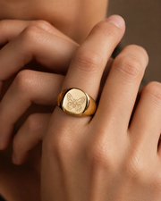 Side view of Nature Engraved Signet Rings by Zodiglow