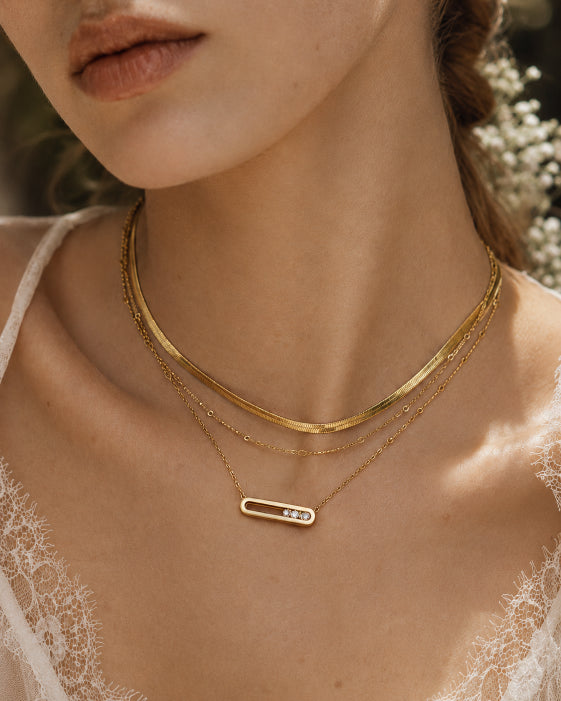 Alternate view of Nella Gold Station Chain Necklace by Zodiglow