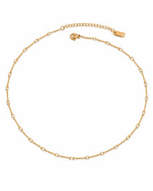 Front view of Nella Gold Station Chain Necklace by Zodiglow