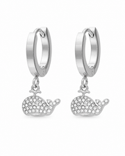 Alternate view of Nerina Whale Zircon Huggie Earrings by Zodiglow