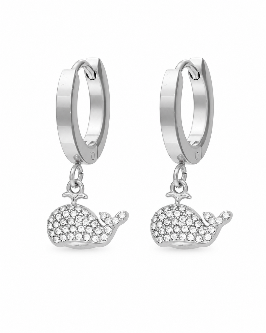 Nerina Whale Zircon Huggie Earrings