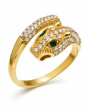 Close-up view of Nocturne Serpent Statement Ring Collection by Zodiglow