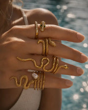 Additional view 9 of Nocturne Serpent Statement Ring Collection by Zodiglow