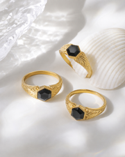 Side view of Noir Crest Ring by Zodiglow