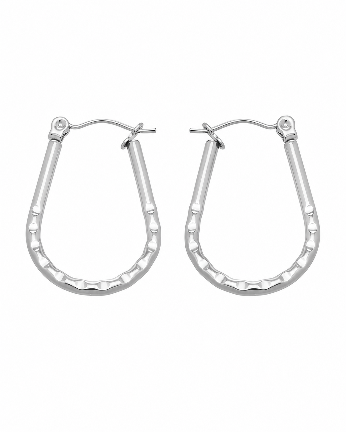 Detail view of Nola Hammered Hoop Earrings by Zodiglow