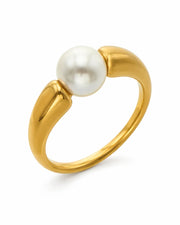 Detail view of Opaline Pearl Sculptural Ring Collection by Zodiglow