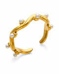 Front view of Opaline Pearl Sculptural Ring Collection by Zodiglow