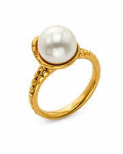 Side view of Opaline Pearl Sculptural Ring Collection by Zodiglow