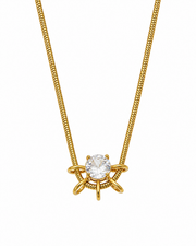 Detail view of Orbit Zircon Necklace by Zodiglow