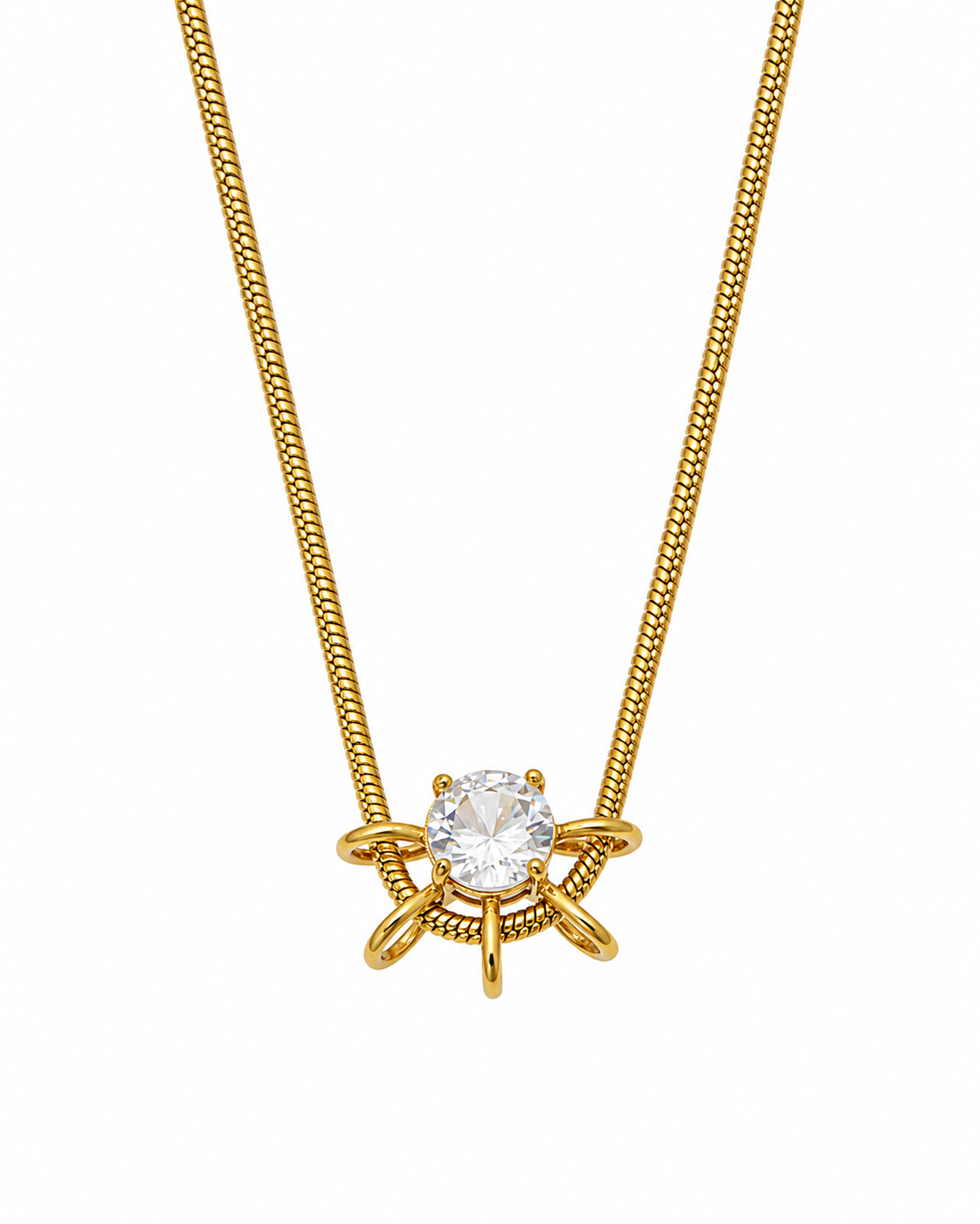 Detail view of Orbit Zircon Necklace by Zodiglow