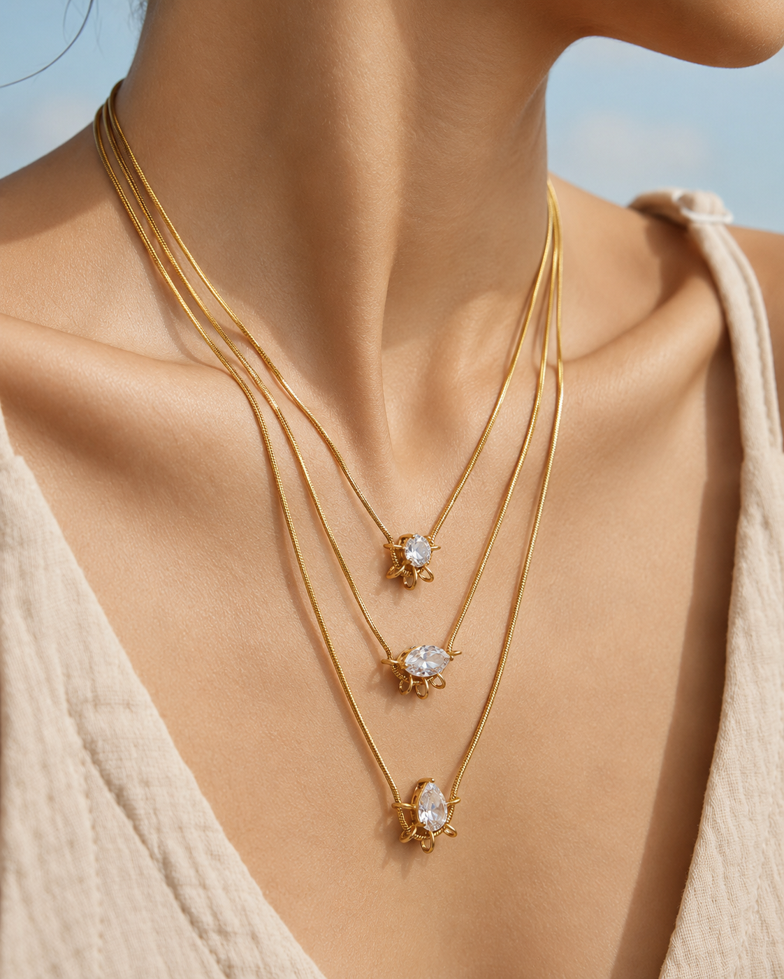 Side view of Orbit Zircon Necklace by Zodiglow
