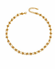 Front view of Orla Gold Knot Link Necklace by Zodiglow