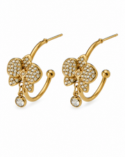 Front view of Orlena Pavé Orchid Hoop Earrings by Zodiglow