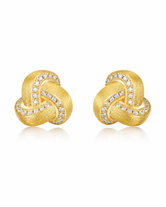 Front view of Parisian Knot Stud Earrings by Zodiglow