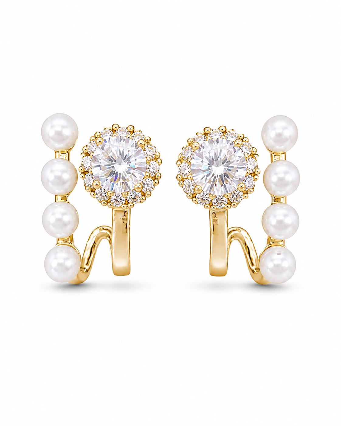 Front view of Pearl Arc Ear Jackets by Zodiglow