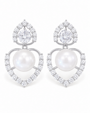 Detail view of Pearl Halo Drop Earrings by Zodiglow