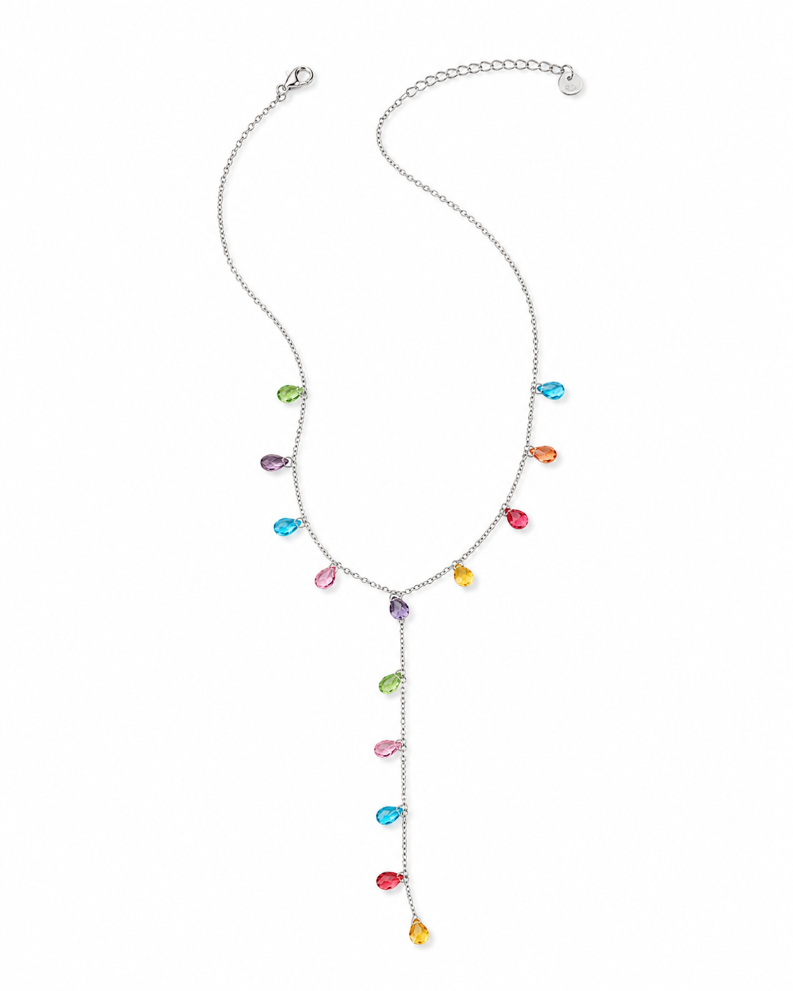 Side view of Prism Drop Y Necklace by Zodiglow