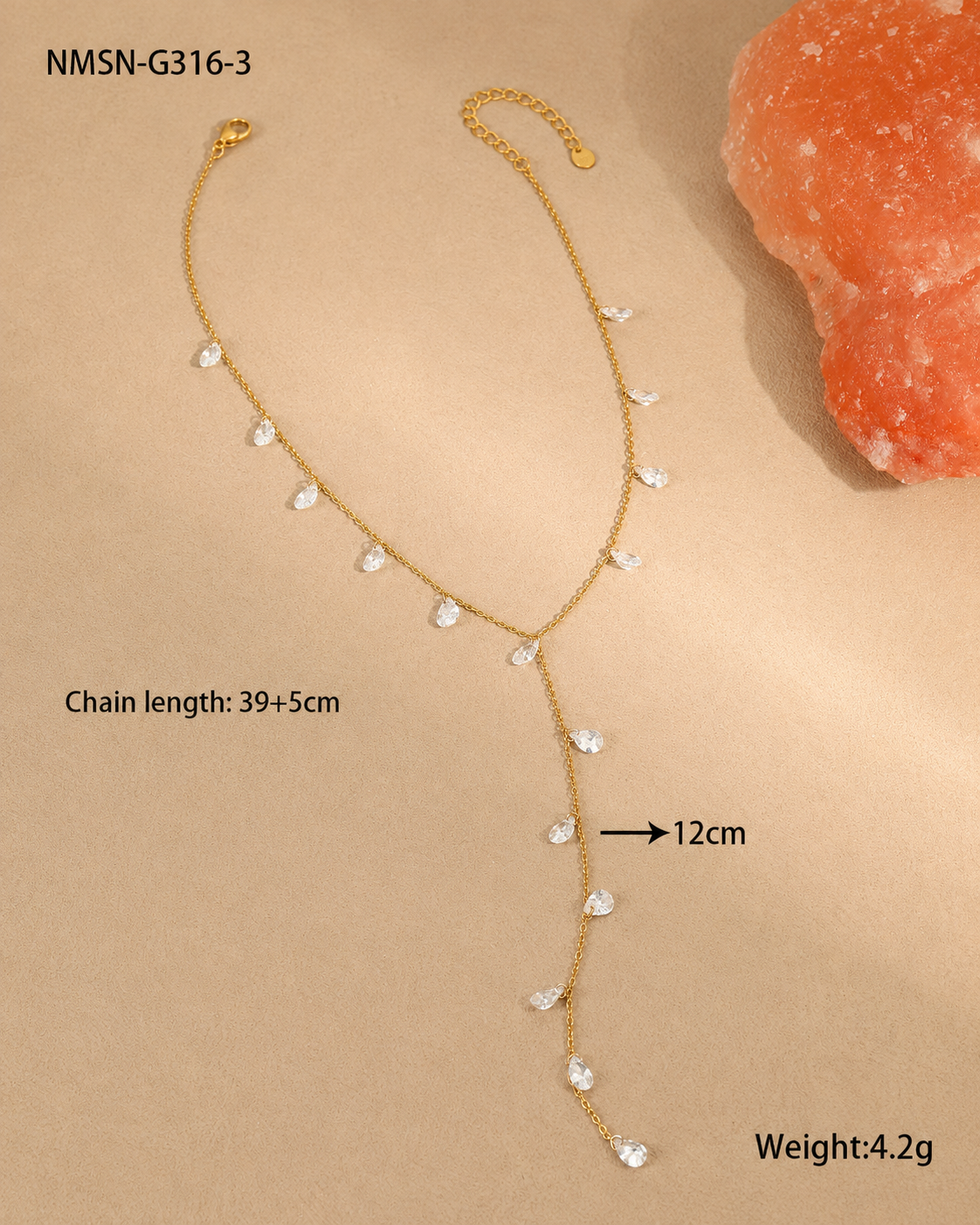 Additional view 8 of Prism Drop Y Necklace by Zodiglow