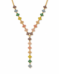 Front view of Rainbow Flower Drop Necklace by Zodiglow