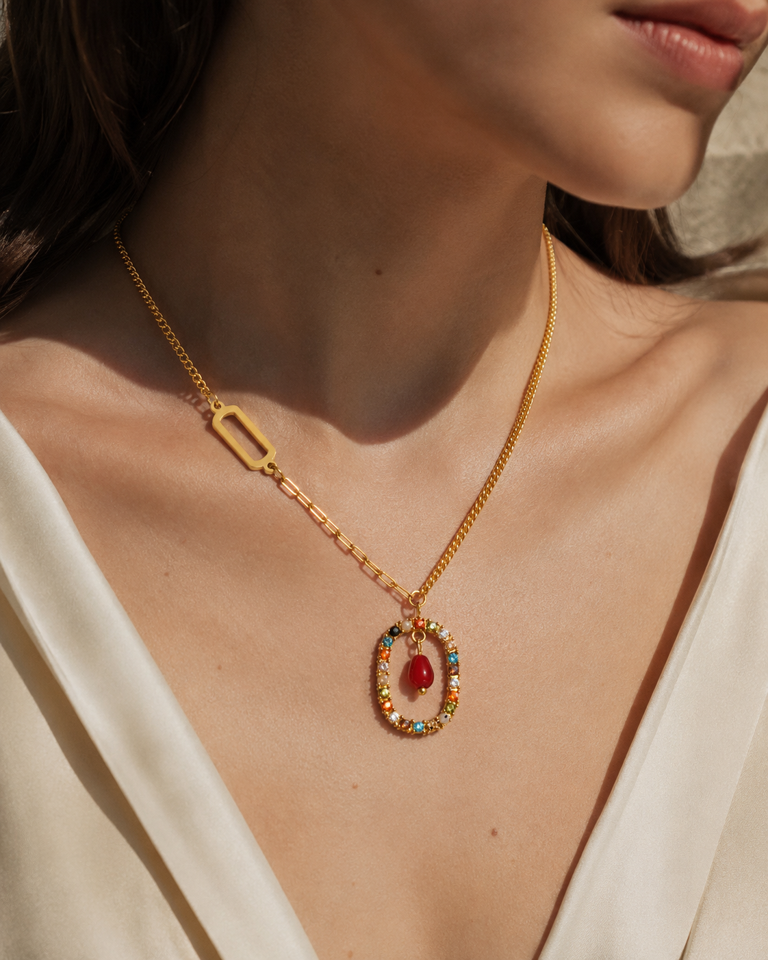 Alternate view of Riviera Color Drop Necklace by Zodiglow