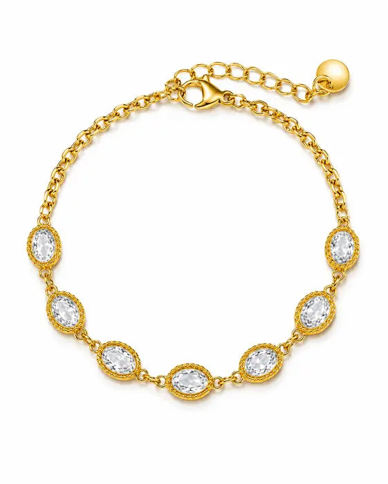 Detail view of Riviera Oval Zircon Bracelet by Zodiglow
