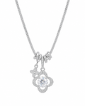 Front view of Rosette Drop Necklace by Zodiglow