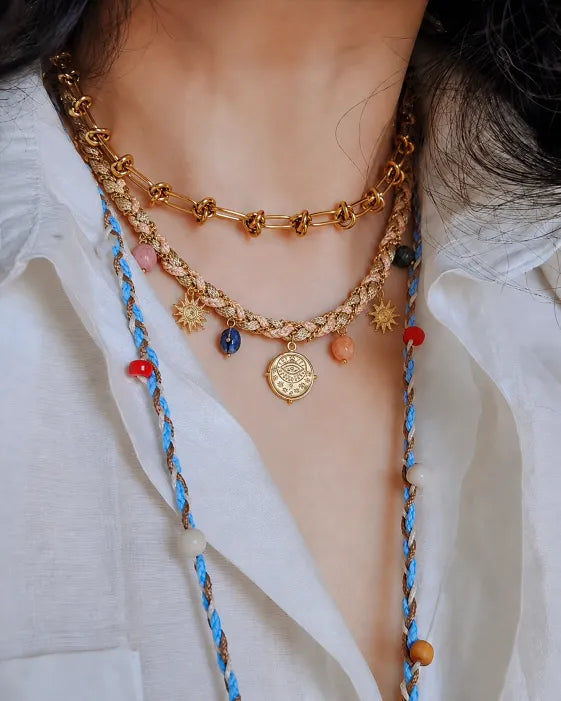Alternate view of Solara Vacation Charm Braided Necklace by Zodiglow