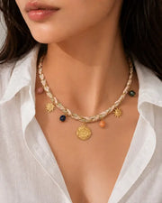 Detail view of Solara Vacation Charm Braided Necklace by Zodiglow