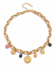Front view of Solara Vacation Charm Braided Necklace by Zodiglow