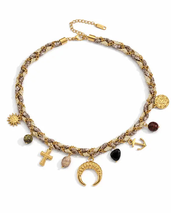Additional view 7 of Solara Vacation Charm Braided Necklace by Zodiglow
