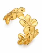 Close-up view of Sculpted Bloom Cuff Bracelet by Zodiglow