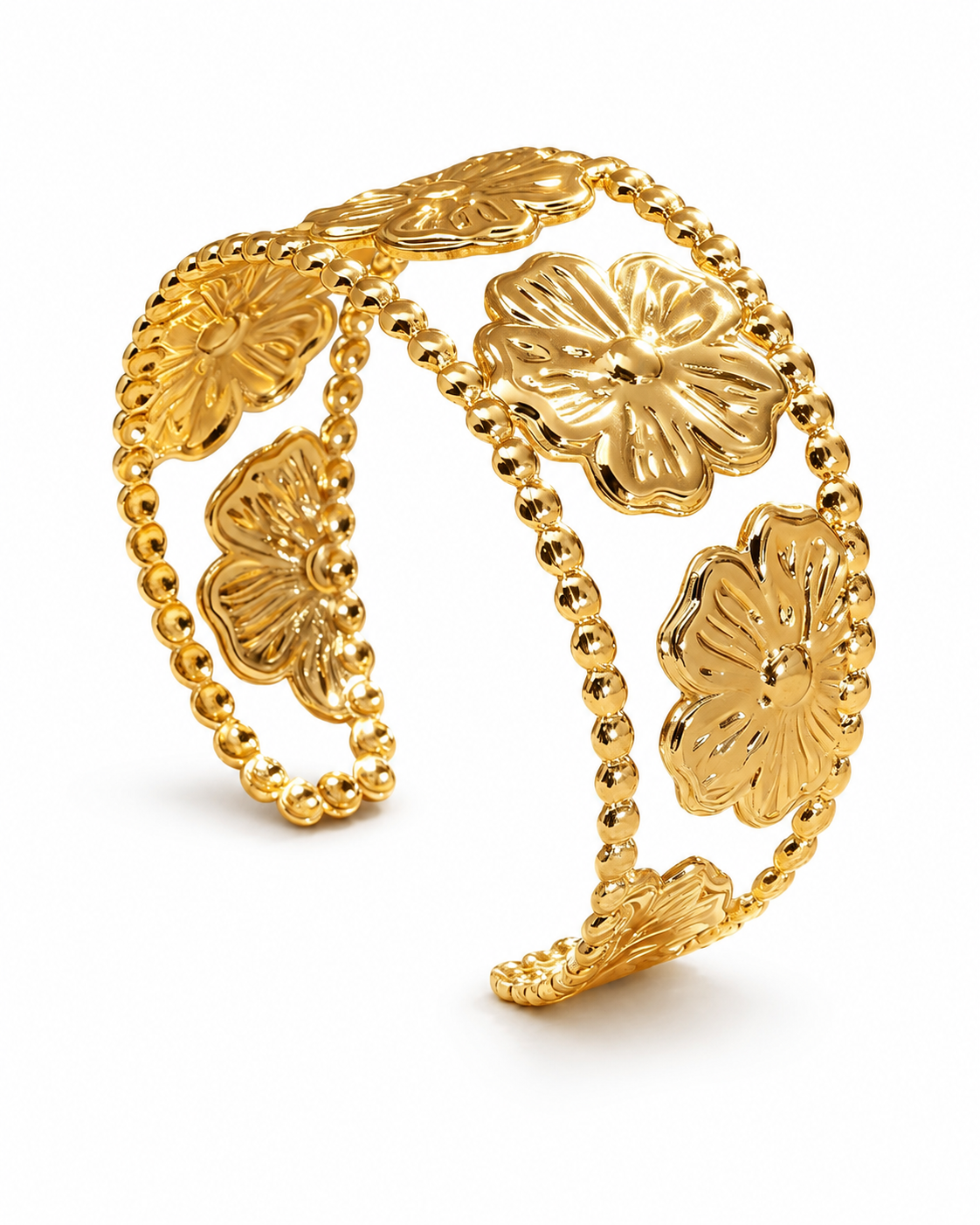 Side view of Sculpted Bloom Cuff Bracelet by Zodiglow