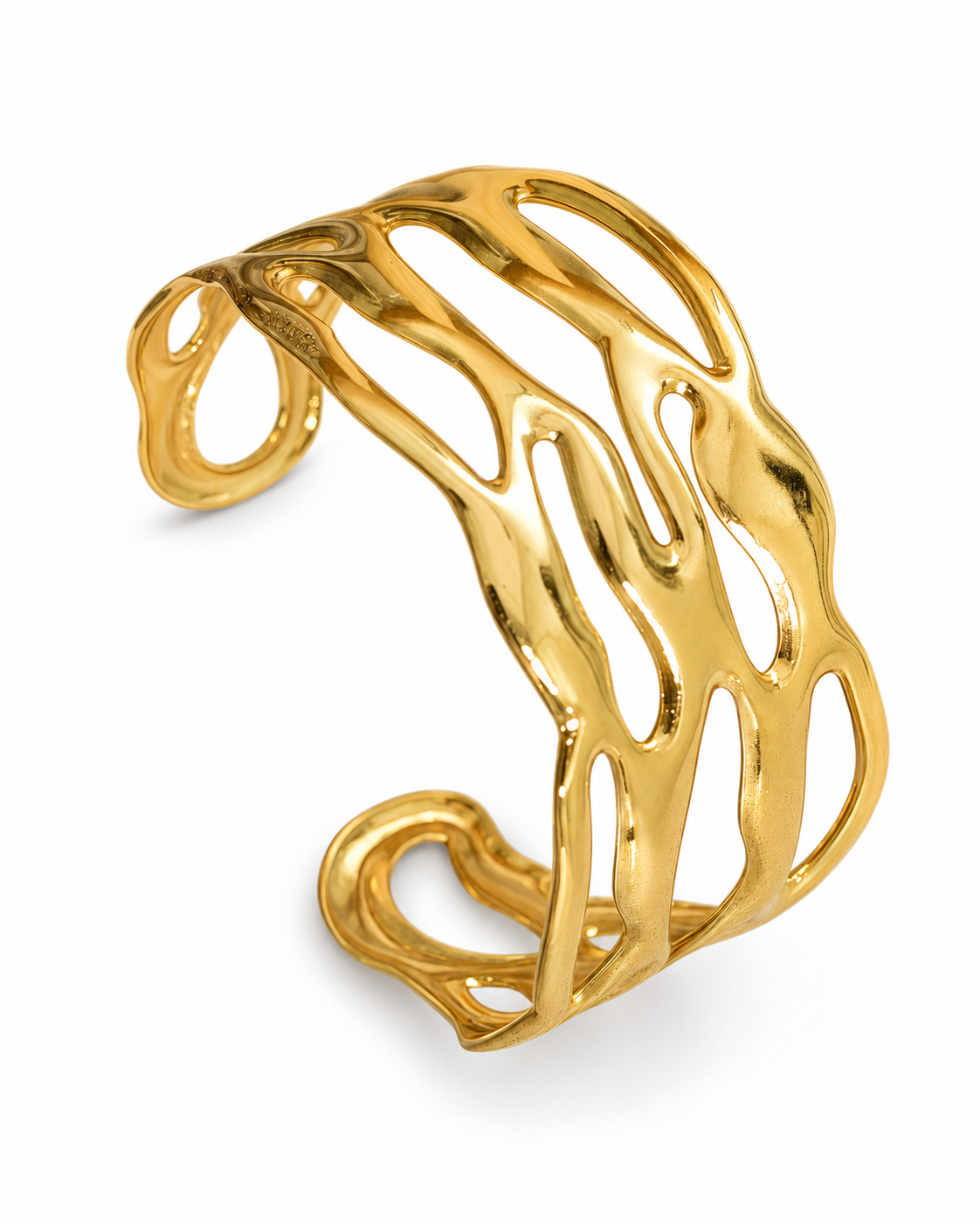 Close-up view of Sculpted Geo Cuff Bracelet by Zodiglow