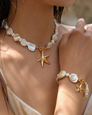 Detail view of Seabloom Pearl Starfish Bracelet by Zodiglow