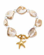 Front view of Seabloom Pearl Starfish Bracelet by Zodiglow