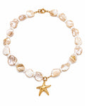 Front view of Seabloom Pearl Starfish Necklace by Zodiglow