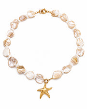 Front view of Seabloom Pearl Starfish Necklace by Zodiglow