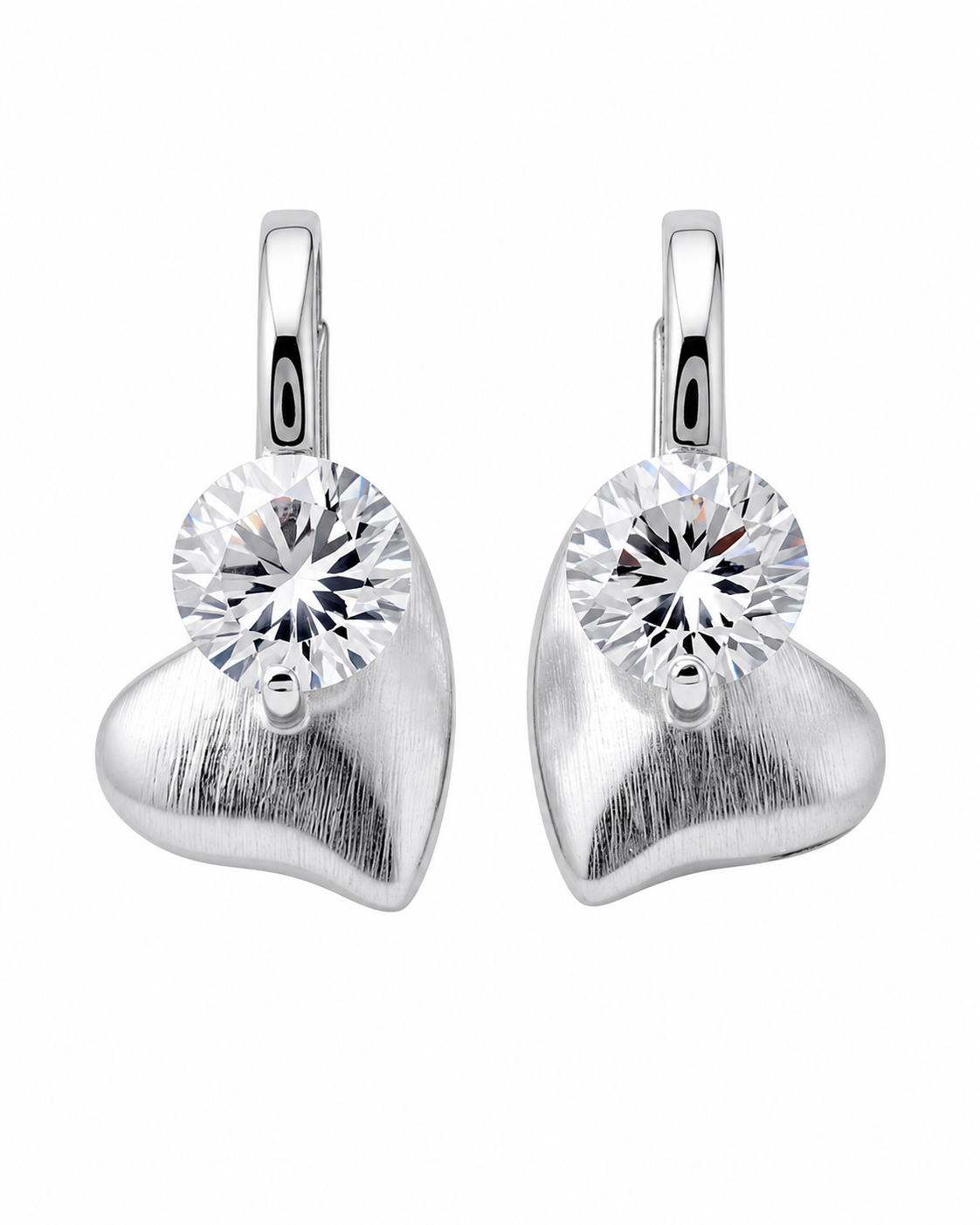 Front view of Selene Heart Drop Earrings by Zodiglow