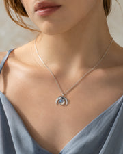 Alternate view of Selene Labradorite Crescent Necklace by Zodiglow