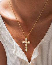 Alternate view of Seraphina Crystal Cross Necklace by Zodiglow
