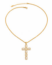 Front view of Seraphina Crystal Cross Necklace by Zodiglow