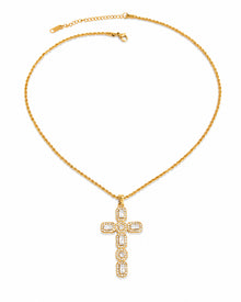 Front view of Seraphina Crystal Cross Necklace by Zodiglow