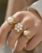 Alternate view of Seraphine Pearl Sculptural Ring Collection by Zodiglow