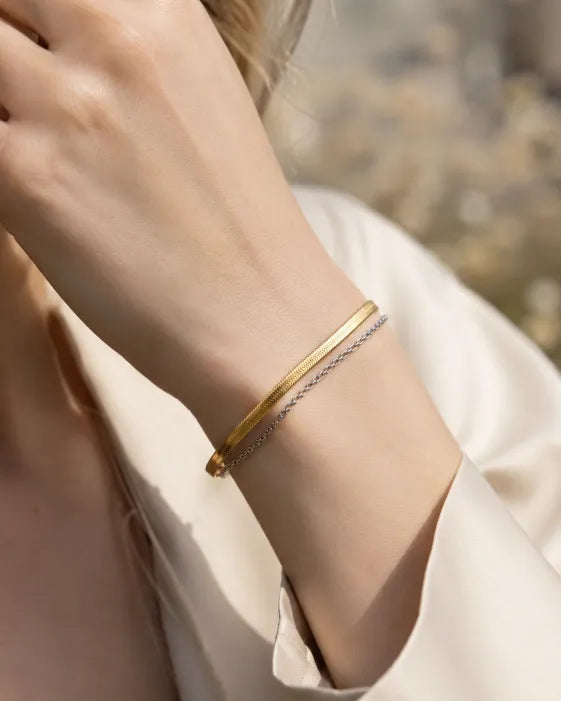 Alternate view of Seren Two-Tone Layered Bracelet by Zodiglow