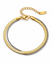 Front view of Seren Two-Tone Layered Bracelet by Zodiglow