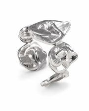 Front view of Silver Floral Adjustable Ring by Zodiglow