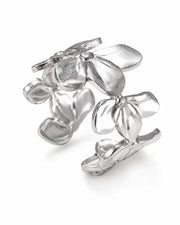 Side view of Silver Floral Adjustable Ring by Zodiglow