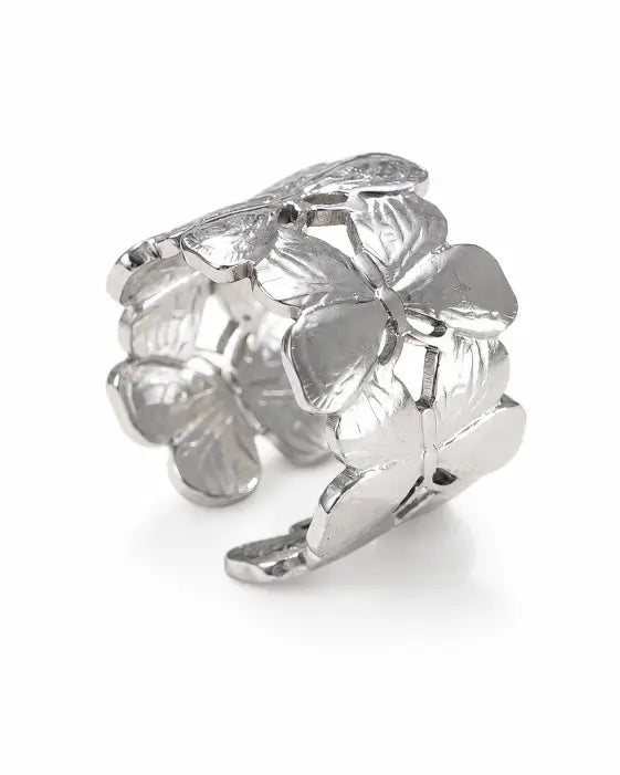 Styled view of Silver Floral Adjustable Ring by Zodiglow